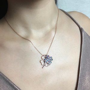 NWT Double Shamrock Sterling Silver Necklace